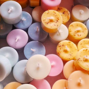 Hand Poured Soy Wax Tea Lights/ Scented or Unscented / Set of 12 or 24 / Highly Fragrant / Natural fragrance oils image 11