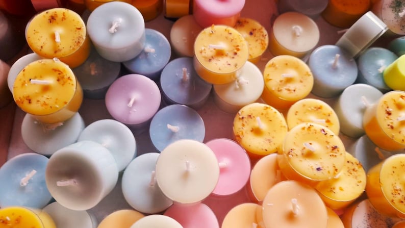 Hand Poured Soy Wax Tea Lights/ Scented or Unscented / Set of 12 or 24 / Highly Fragrant / Natural fragrance oils image 11