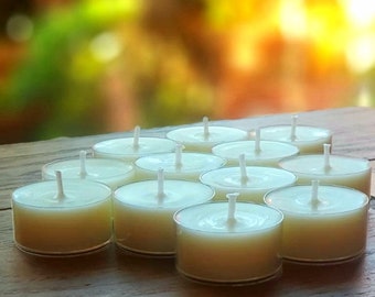 Hand Poured Soy Wax Tea Lights/ Scented or Unscented / Set of 12 or 24 / Highly Fragrant / Natural fragrance oils