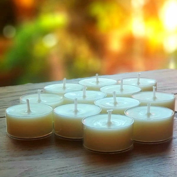 Soy wax tea lights/scented or unscented/hand poured/long lasting/4hr or 6hr burn/high quality/12pack