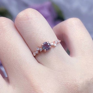 Alexandrite Ring: 925 Sterling Silver, Round Cut, Promise Ring