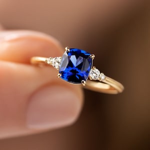 Vintage Blue Sapphire Ring Personalized Gift For Her For Her Vintage Blue Sapphire Ring For Her 14k Gold Engagement Ring Gift For Her