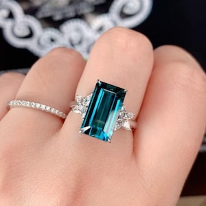 Blue Indigo Vibrant Brilliance Tourmaline Ring Unique Blue Tourmaline Women Wedding Ring Engagement Ring 925 Sterling Silver Gift For Her