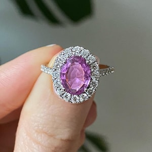 Oval Pink Sapphire Ring: Vintage Style Sterling Silver Engagement Ring