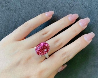 Art Deco Pink Tourmaline Ring: Oval Cut Sterling Silver, Royal Wedding Style
