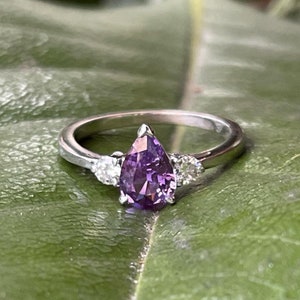 Lavender sapphire ring engagement ring gift for her promise ring purple sapphire cluster ring lavender sapphire bridal wedding ring