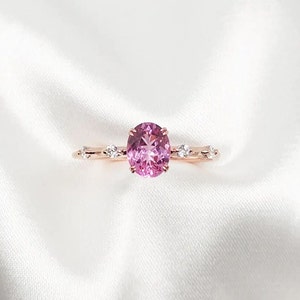 Vintage Pink Spinel Ring: 925 Sterling Silver, Wedding Engagement Gift