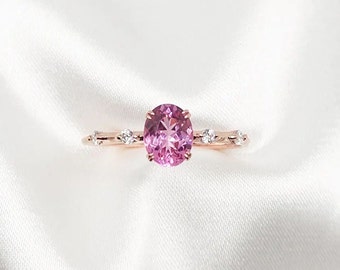 Vintage Pink Spinel Ring: 925 Sterling Silver, Wedding Engagement Gift