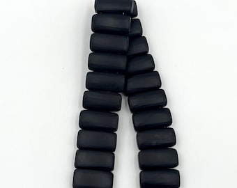 Matte Black Onyx Beads, 20x10mm Flat Rectangle Natural Stone Beads for Jewelry Making