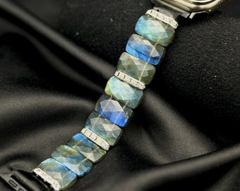 Apple Watching Strap Labradorite Quality Gemstone: Rectangular Handmade Watch Band