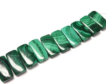 Malachite Beads, 20x10x5mm Smooth Rectangle Polished Deep Green Banded Gemstone for Jewelry Making