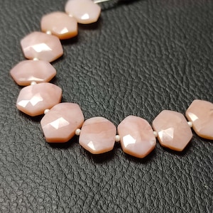 10 pieces AAA Grade Pink opal Faceted Center Drill Hexagon Briolette Beads, Size 10x15 mm, Super for Jewellery