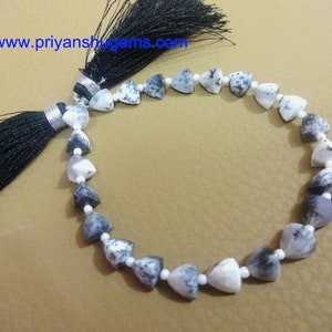 AAA Dendrite Opal Trillion Briolette Beads: Faceted White Gemstone Strand