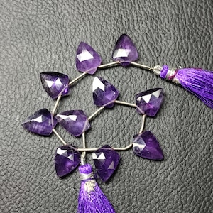Amethyst Shield Cut Beads - Purple Faceted Gemstone Beads- Amethyst Faceted Briolette -Jewelry Making Supplies Stone -12x16x5mm- 10Pcs