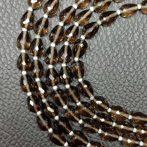 Faceted Smoky Quartz Briolette Beads: 5x7mm Teardrop Strand