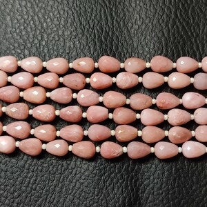 Excellent Pink Opal Straight Drilled Tear Drops Faceted Briolette Beads, Size 5*7 mm, 6&quot; Strand Length, Superb for earrings
