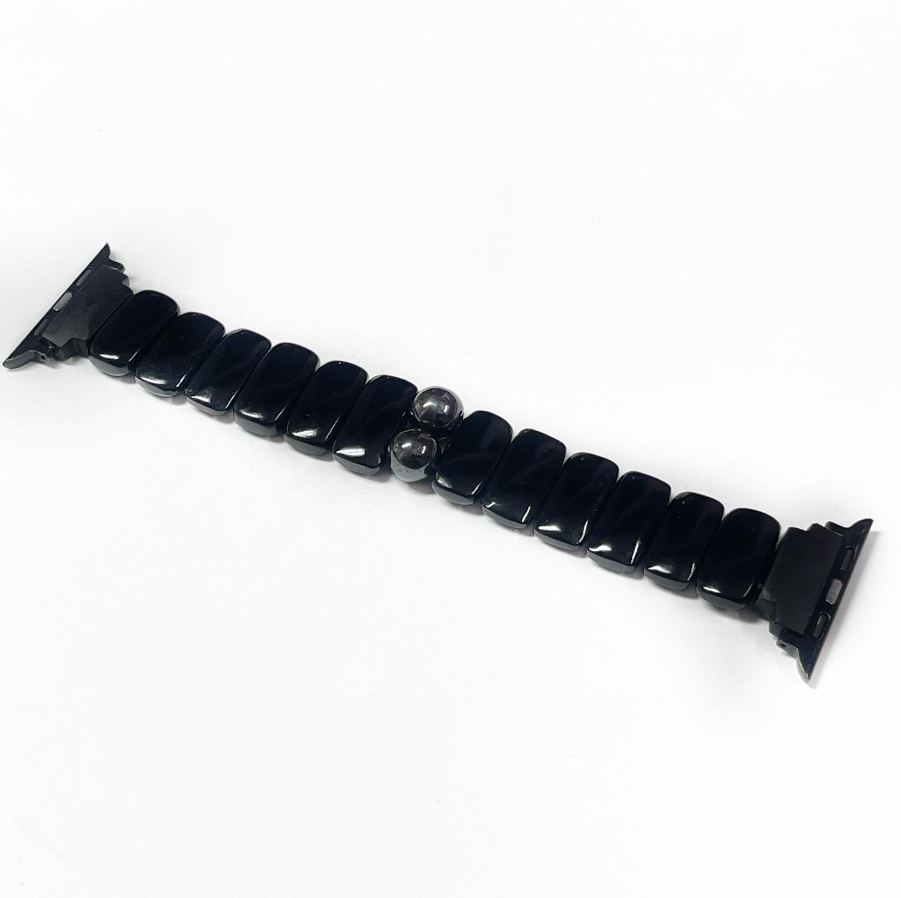 Gemstone Apple Watch Strap Black Onyx Rectangular Shape
