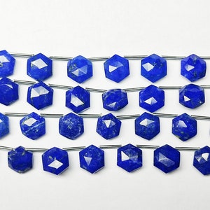 AAA Lapis Lazuli Faceted Hexagon Briolette Beads - 10mm, 10 Pcs