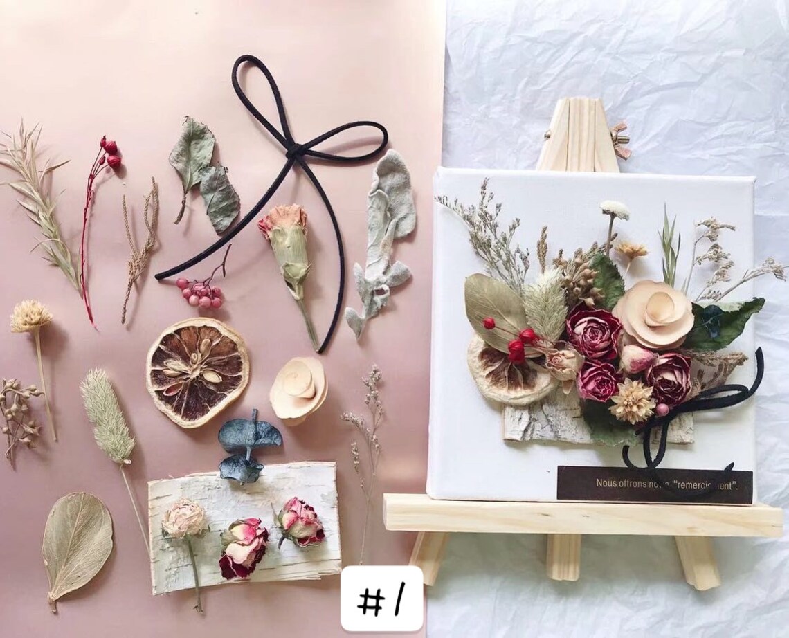Dried Flower Canvas DIY Kit Home Decor Wedding Decor Etsy