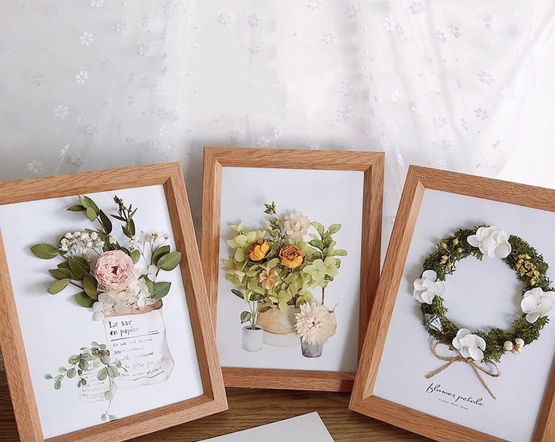 Dried Flower Wall Art Dried Flower Frame Wall Decor Etsy Canada