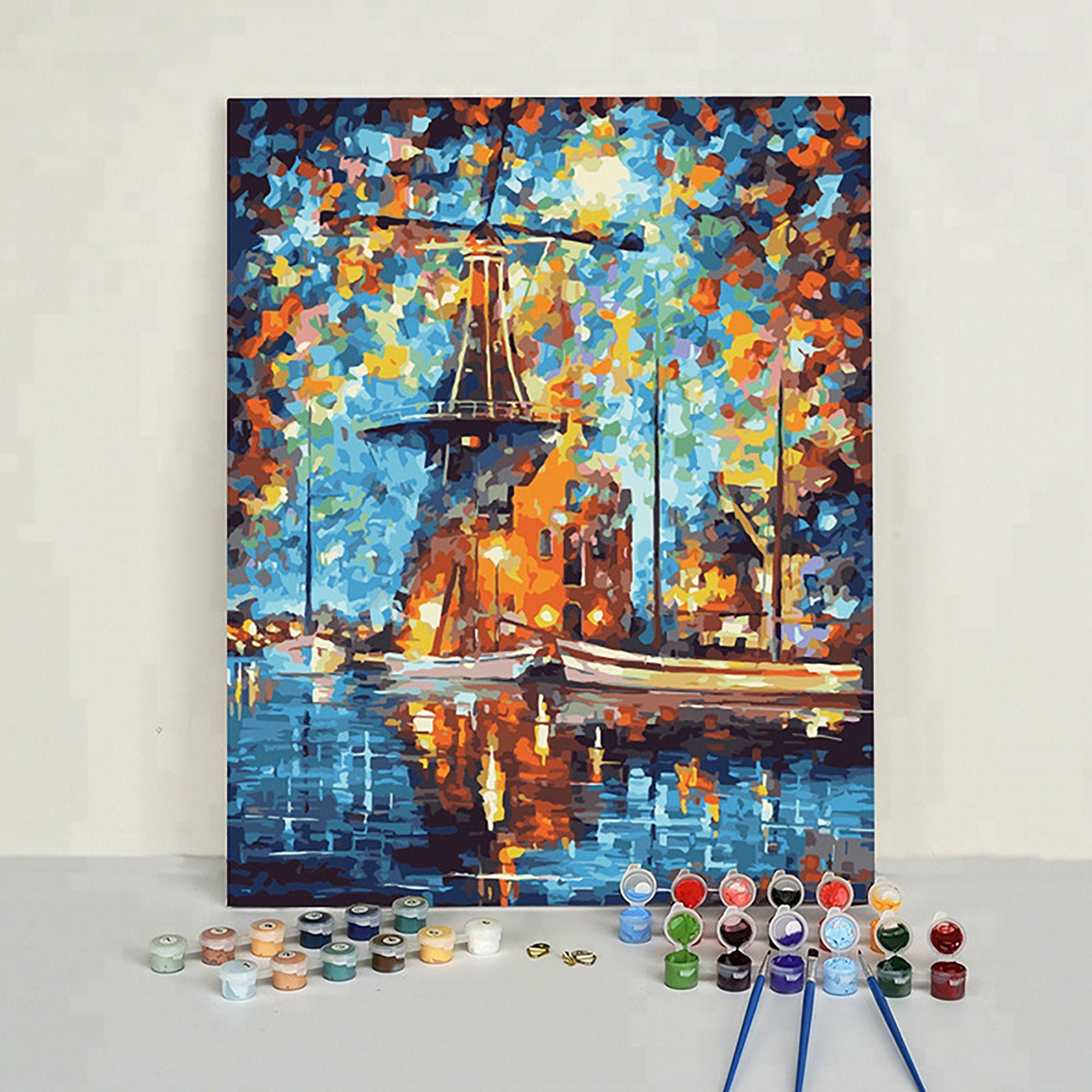 Night scene Paint By Number Paint By Number Kit Custom Paint Etsy