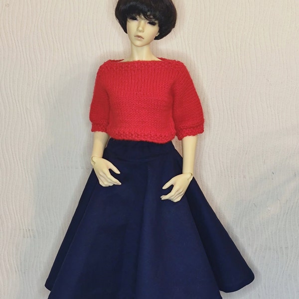 BJD  doll 1/3, Iplehouse  doll clothes, red knitt sweater .