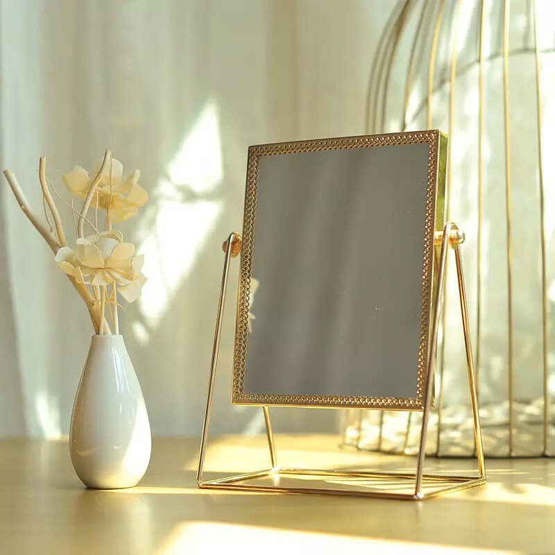Gold Colour Plated Stand Up Mirror Etsy
