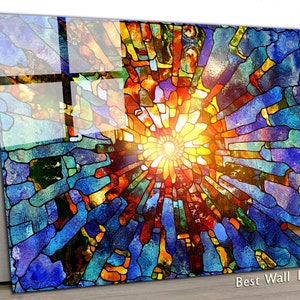 Stained Glass, Tempered Glass Printing Wall Art , Modern Wall Art, Extra Large Wall Art,Modern Glass Art, Christmas Gift