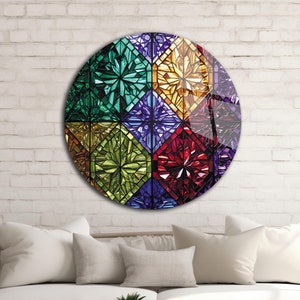 Tempered Glass Wall Art-Stained Round Wall Art Gift-Circle Wall Art-Tempered Glass Art-Glass Wall Decor-Abstract Glass Art-Round Wall Decor