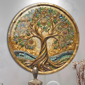 Tempered Glass Wall Art | Tree of Life Glass Decor| Stained Pattern | Life of Tree | Large Wall Art | Wall Hangings | Stained Pattern Image