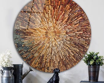Tempered Glass Wall Art-Stained Look Round Wall Art Gift-Circle Wall Art-Tempered Glass Art-Glass Wall Decor-Abstract Glass Art-Round Decor