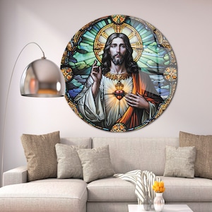Jesus Tempered Glass Wall Art, Christ Wall Art, Jesus of Nazareth, Stained Glass Art, Glass Printing Wall Art Decor, Religious Wall Art Gift