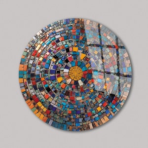 Tempered Glass Wall Art-Stained Round Wall Art Gift-Circle Wall Art-Tempered Glass Art-Glass Wall Decor-Abstract Glass Art-Round Wall Decor