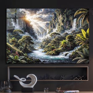 Waterfall Heaven Wall Art, Tempered Glass Wall Art, Glass Printing, Large Glass Wall Art, Modern Glass Art, Wall Hanging, Landscape Wall Art