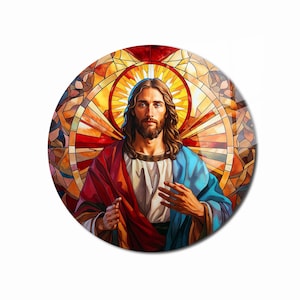 Jesus Tempered Glass Wall Art, Christ Wall Art, Jesus of Nazareth, Stained Glass Art, Glass Printing Wall Art Decor, Religious Wall Art Gift