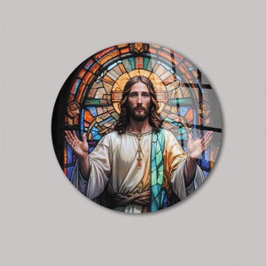 Jesus Tempered Glass Wall Art, Christ Wall Art, Jesus of Nazareth, Stained Glass Art, Glass Printing Wall Art Decor, Religious Wall Art Gift
