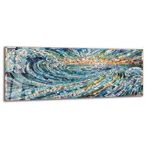 Tempered Glass Wall Art- Ocean Wave Sunset, Panoramic Wall Art, Extra Large Wall Art, House -Office Gift, Modern Wall Decor, Stained Glass