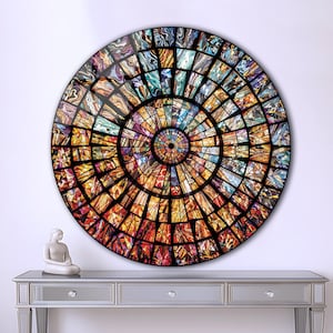 Tempered Glass Wall Art-Stained Look Round Wall Art Gift-Circle Wall Art-Tempered Glass Art-Glass Wall Decor-Abstract Glass Art-Round Decor