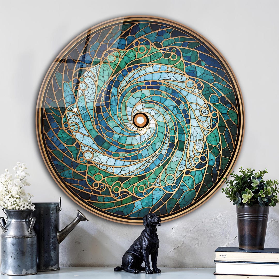 Stained Look Tempered Glass Round Wall Art - Etsy