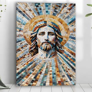 Mosaic Jesus Glass Wall Art, Christian Wall Decor, Jesus Stained Glass Art, Religious Wall Art, Christmas Gift, Gift For Her, New Home Gift
