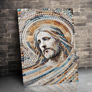 Mosaic Jesus Glass Wall Art, Christian Wall Decor, Jesus Stained Glass Art, Religious Wall Art, Christmas Gift, Gift For Her, New Home Gift