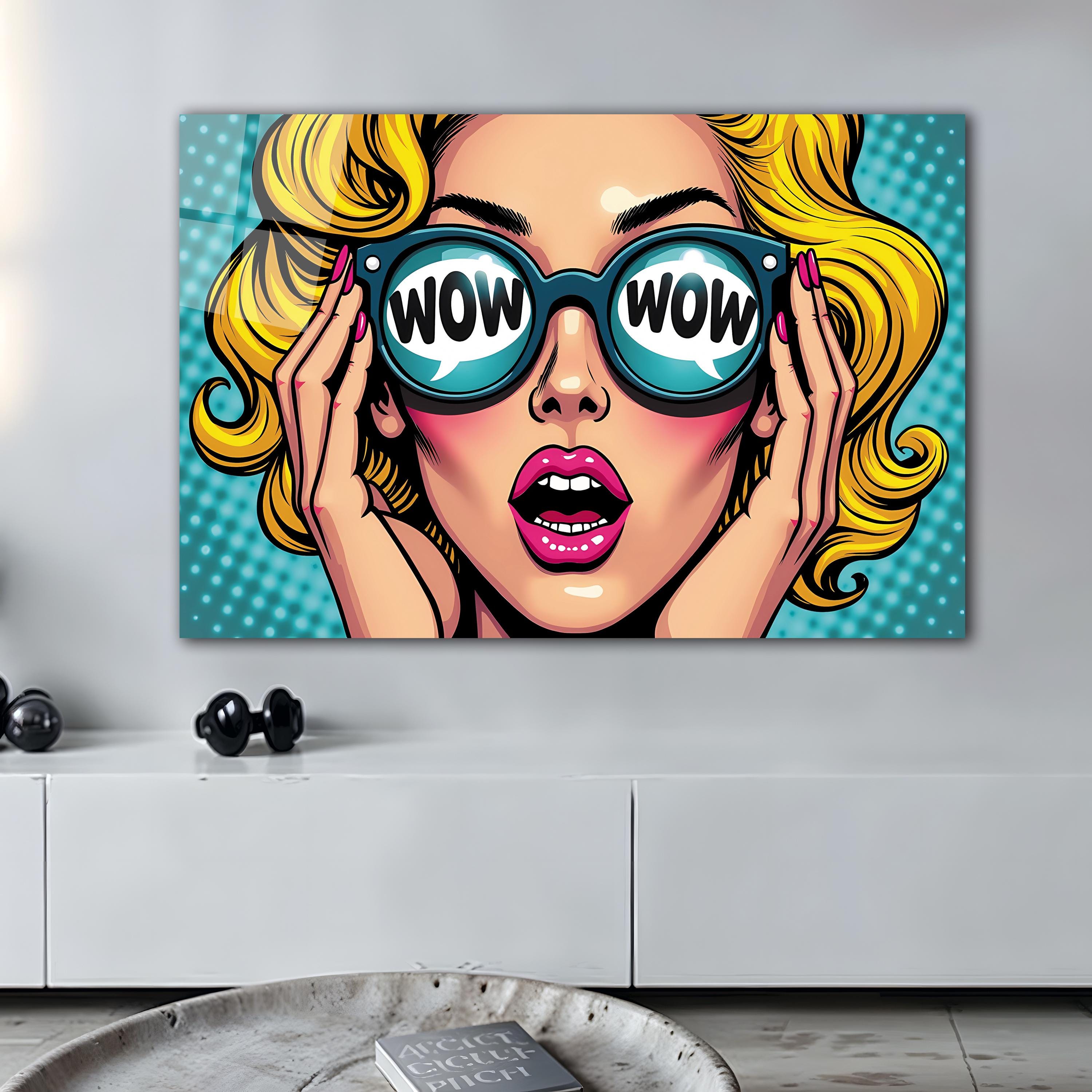 Comic Pop Art Glass Print, Woman WOW, Lip Wall Decor - Etsy
