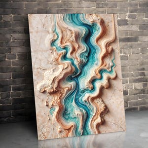 Blue Abstract Marble Look Tempered Glass Wall Art, White Blue Marble Glass Wall Decor, Abstract Marble Glass Wall Hanging, Ready to Hang