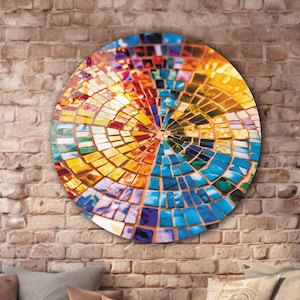 Tempered Glass Wall Art-Stained Round Wall Art Gift-Circle Wall Art-Tempered Glass Art-Glass Wall Decor-Abstract Glass Art-Round Wall Decor