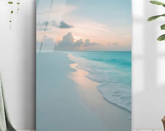 Tempered Glass Ocean Waves Wall Art, Coastal Decor