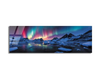 Panorama-Wandkunst aus gehärtetem Glas - Aurora Borealis Print
