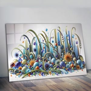 Modern glass wal art, Glass Summer flowers, Contemporary art, Glass panel, Tempered glass, office wall art, glass flowers, glass wall decor