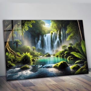 Waterfall Wall Art, Tempered Glass Wall Art, Glass Printing, Large Glass Wall Art, Modern Glass Art, Wall Hangings, Landscape Wall Art