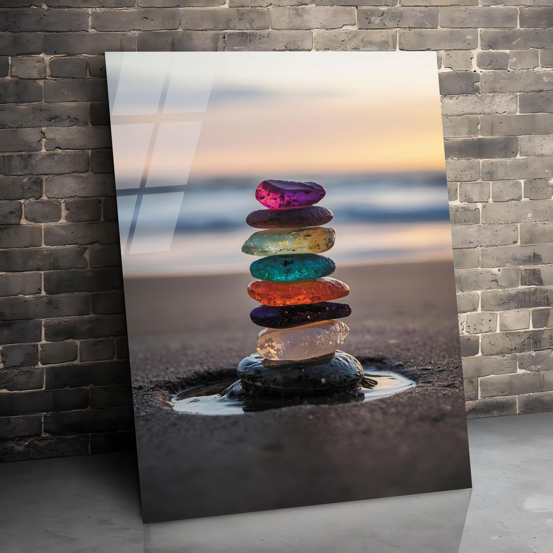 Zen Stones Tempered Glass Wall Art - Beach Decor - Etsy