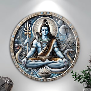 Tempered Glass Wall Art | Hindu God Shiva Wall Art | Hindu Home Decor | Abstract Wall Decor | Housewarming Gifts | Home Decor | Gift For Her